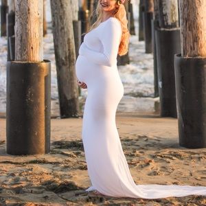 White Long Sleeve Maternity Dress